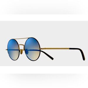 Cutler and Gross of London Polarizes Blue Mirrored Lenses Gold Frame Sunglasses